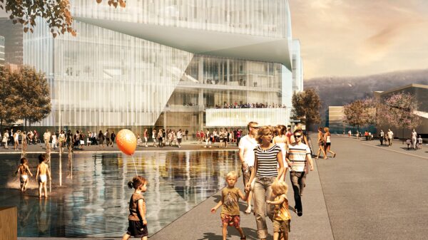 Nye Deichmanske Hovedbibliotek er et FutureBuilt-prosjekt. Fredag 3. februar er det grunnstensnedleggelse med påfølgende gjestebud. Ill.: Lund/Hagem Arkitekter og Atelier Oslo