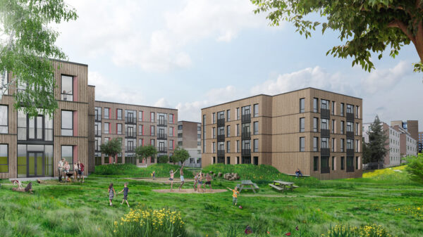 Nå kan du besøke de nye familieboligene på Kringsjå! Ill.: LMR arkitektur