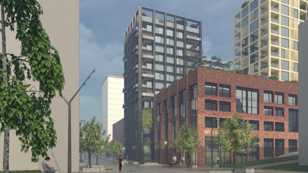 Gullhaug torg 1 utvikles til å bli et fullblods ombruks- og gjenbruksbytt. Utbygger: Avantor. Arkitekt og ill.: MAD