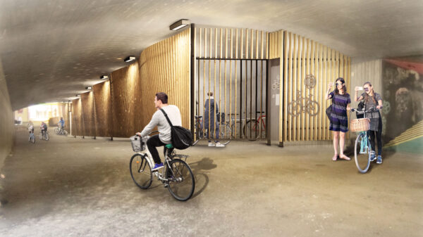 Kunngjøring av konkurranse for sykkelhotell Ryen og Grorud er nå på Doffin. Ill.:R+F+S Arkitekter, Spiss Arkitektur & Plan AS